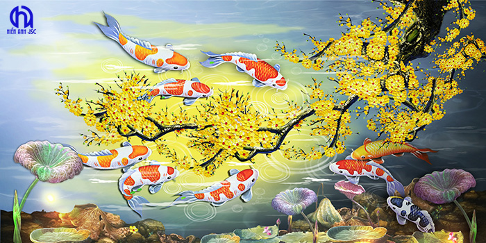 TOP 6+ những bức tranh treo tường đẹp nhất hiện nay 5 mau-tranh-ca-va-hoa-sen-dep