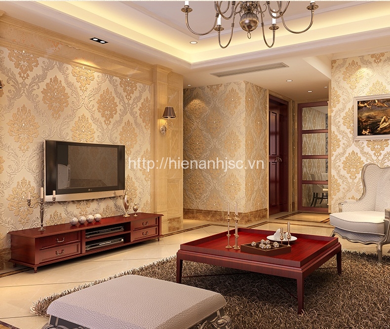 Giấy dán tường 3D phòng khách Bắc Ninh sang trọng - 3D005