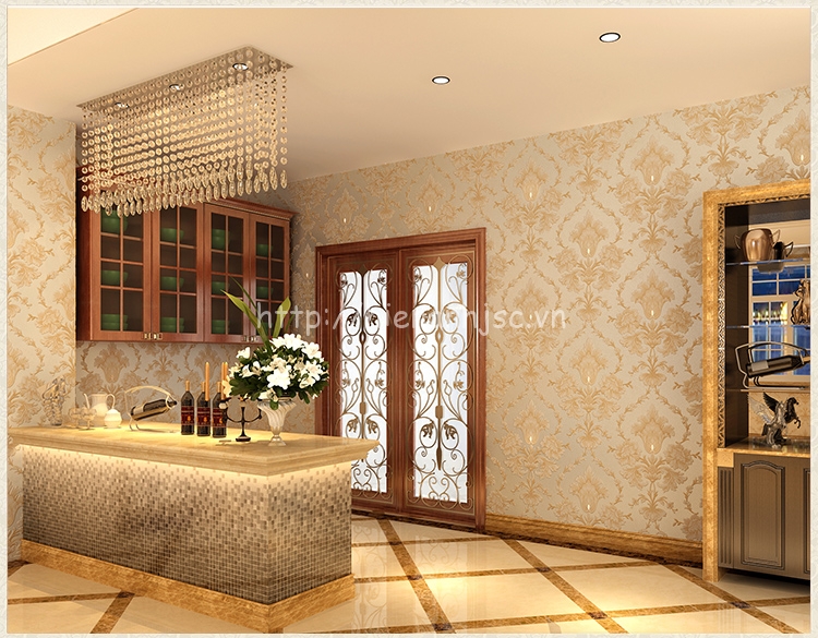 Giấy dán tường họa tiết cổ điển cho phòng khách - 3D026