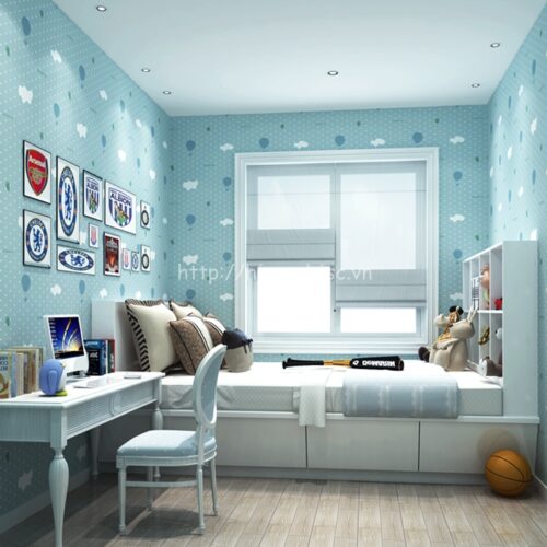 Giấy dán tường họa tiết mây và khinh khí cầu - 3D036