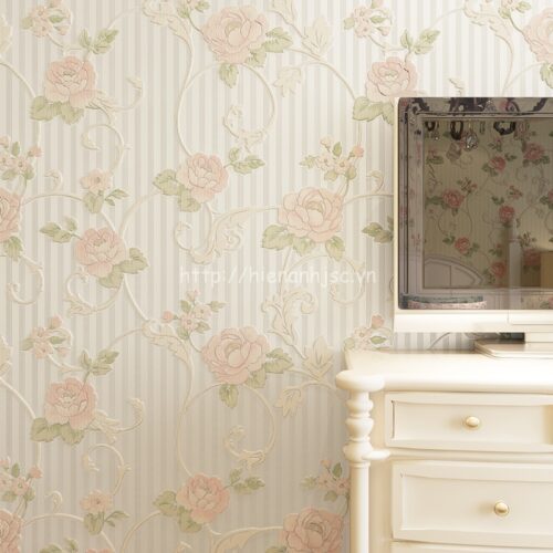 Giấy dán tường 3D họa tiết hoa hồng bình dị - 3D039