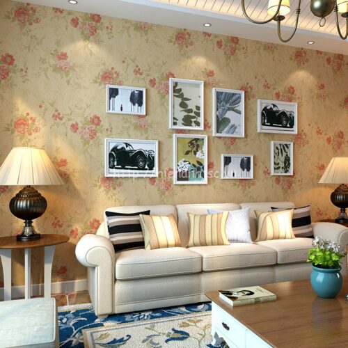 Giấy dán tường họa tiết vườn hoa hồng - 3D055