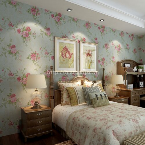 Giấy dán tường họa tiết vườn hoa hồng - 3D055