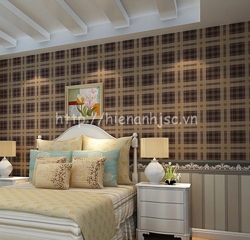 Giấy dán tường họa tiết ô vuông kẻ sọc - 3D056
