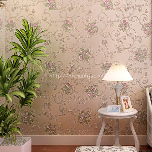 Giấy dán tường 3D họa tiết dây leo hoa hồng - 3D057