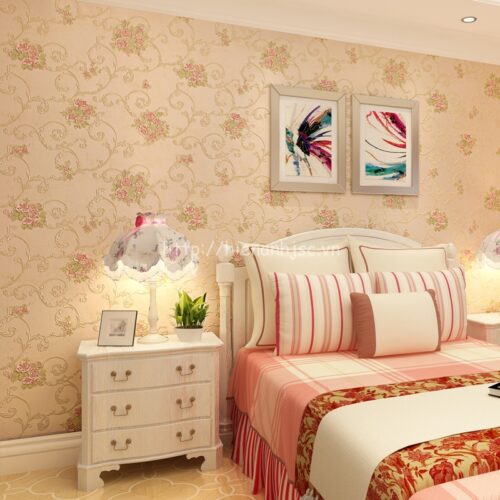 Giấy dán tường 3D họa tiết dây leo hoa hồng - 3D057
