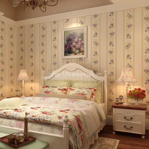 Giấy dán tường họa tiết hoa phong cách châu Âu