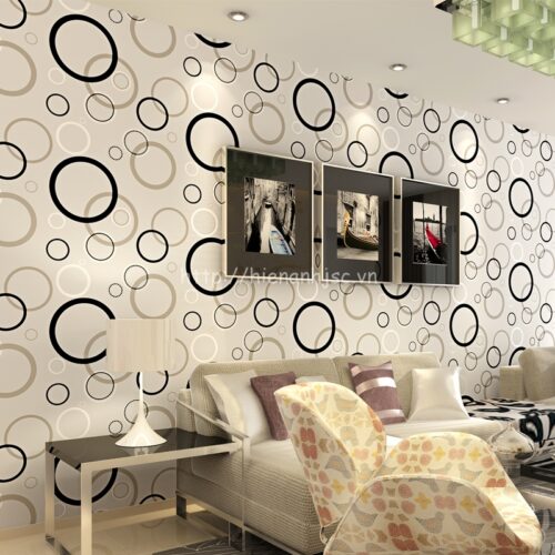 Giấy dán tường 3D họa tiết vòng tròn hiện đại - 3D065