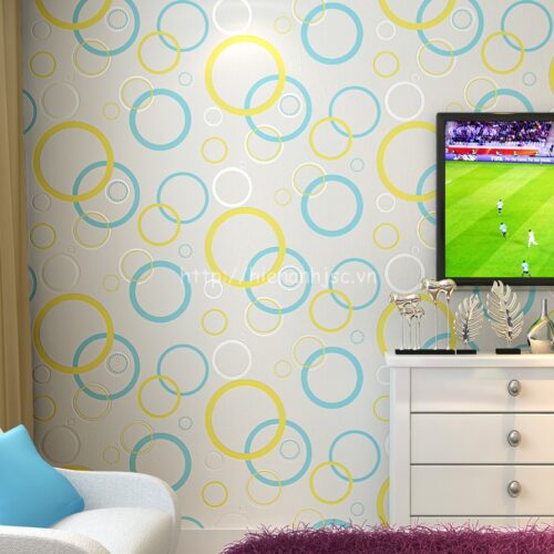 Giấy dán tường 3D - Họa tiết vòng tròn hiện đại 3D065 7 Giấy dán tường 3D họa tiết vòng tròn hiện đại - 3D065