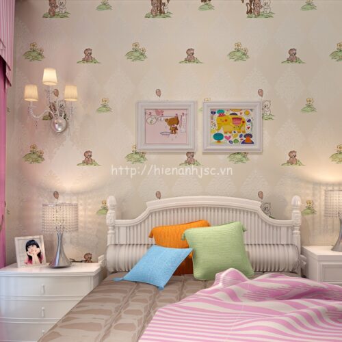 Giấy dán tường 3D - Họa tiết hoạt hình Winnie cho bé 3D069 6 Giấy dán tường trẻ em - 3D069