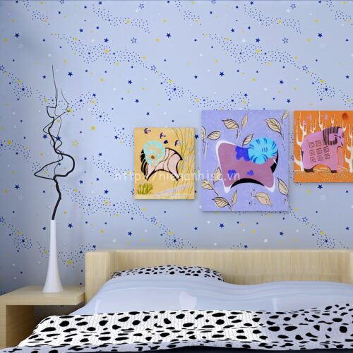 Giấy dán tường họa tiết hình sao cho bé - 3D071