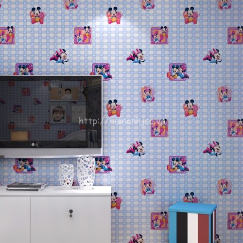 Giấy dán tường 3D - Họa tiết chuột Mickey Mouse cho bé 3D072 5 Giay dan tuong chuot mickey cho tre 3D072