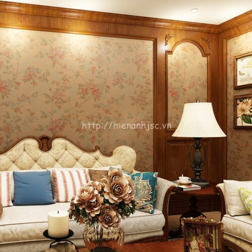 Giấy dán tường 3D - Họa tiết hoa lá dây leo cách điệu 3D077 5 3D077-Z-Giấy dán tường họa tiết hoa hồng