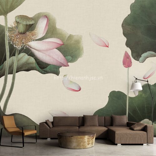 Tranh dán tường 5D - Tranh hoa sen 5D020 4 3d020-1-tranh hoa sen