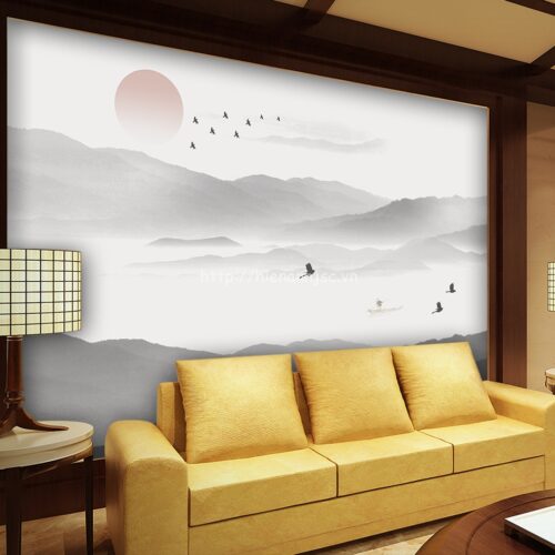 3d024-2-tranh dán tường 5D khung cảnh hoàng hôn