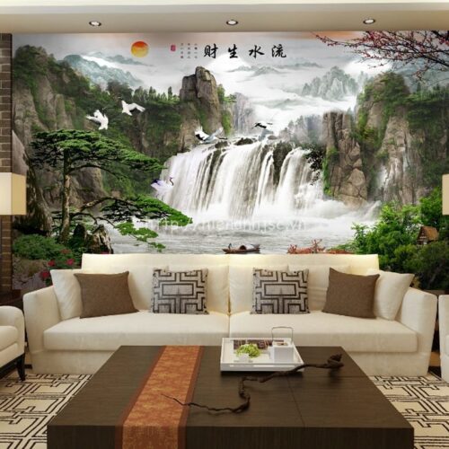 5D011-5-tranh dán tường thác nước hùng vĩ