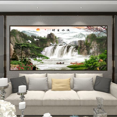 5D011-5-tranh dán tường thác nước hùng vĩ