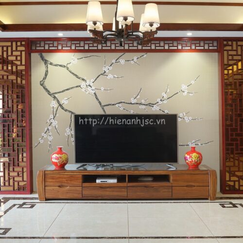 5D014-8-tranh hoa anh đào 3D dán tường