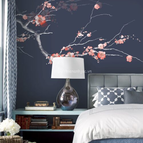 Tranh dán tường 5D - Tranh hoa đào phong cách vẽ tay 5D016 5 5D016-4-Tranh hoa dao phong cach ve tay