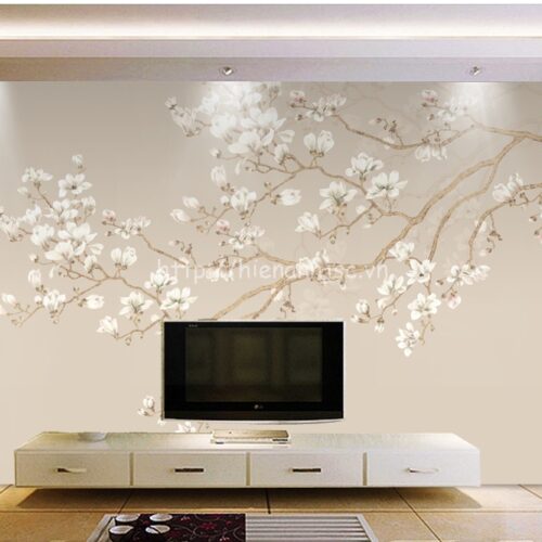 5d013-5-tranh 3D dán tường họa tiết nhánh anh đào
