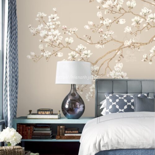 Tranh dán tường 5D - Tranh hoa anh đào trắng 5D013 5 5d013-5-tranh 3D dán tường họa tiết nhánh anh đào