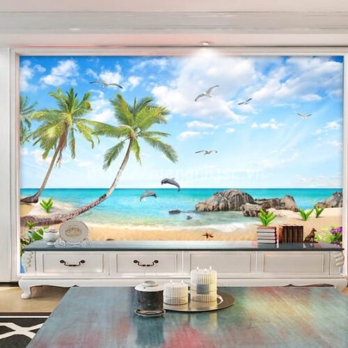 5d027-6-tranh bai bien ca heo 5D phong khach