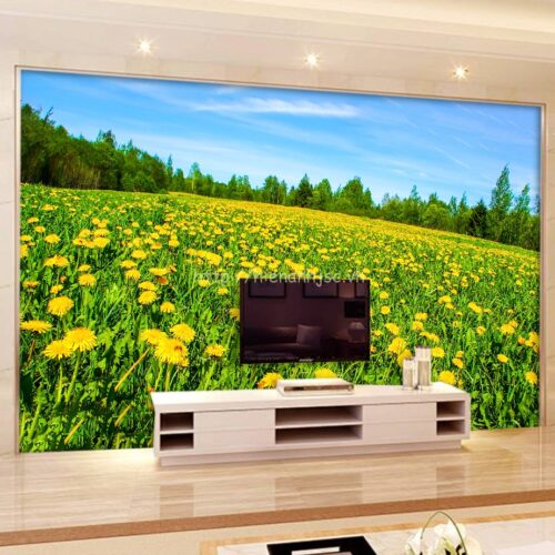 Tranh dán tường 5D - Tranh cánh đồng hoa vàng 5D030 5 5d030-6-tranh 3D canh dong hoa huong duong phong khach