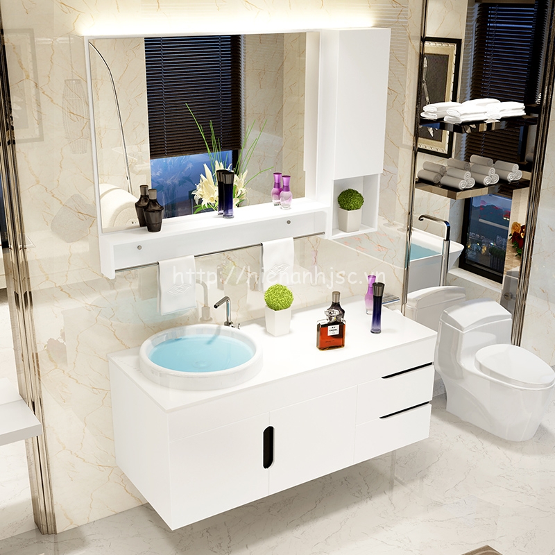 Bộ tủ chậu kệ gương phòng tắm hiện đại IKEA RW332