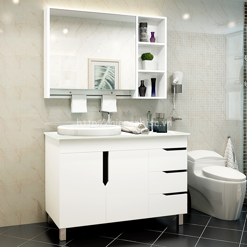 Với bộ tủ chậu phòng tắm hiện đại, bạn sẽ có những trải nghiệm cao cấp trong không gian tắm của mình. Với thiết kế tất cả trong một, tủ chậu mới này đem lại tối đa tính thẩm mỹ và tính tiện ích, đảm bảo sự tiện lợi, tiết kiệm thời gian và có một không gian tắm hoàn hảo.