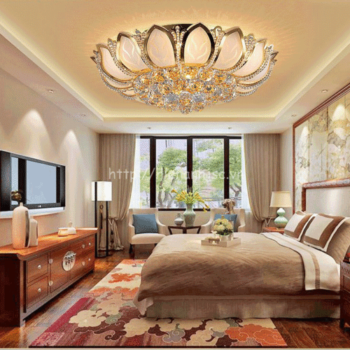 Đèn trần trang trí hình sen phong cách châu Âu DTT001 7 Đèn trang trí phòng khách tròn hoa sen phong cách châu âu