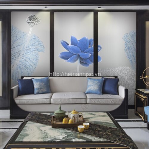 Tranh dán tường 5D - Bức tranh sen xanh 5D004 5 tranh dan tuong 5d hoa sen xanh 5