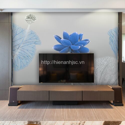 Tranh dán tường 5D - Bức tranh sen xanh 5D004 6 tranh dan tuong 5d hoa sen xanh 5