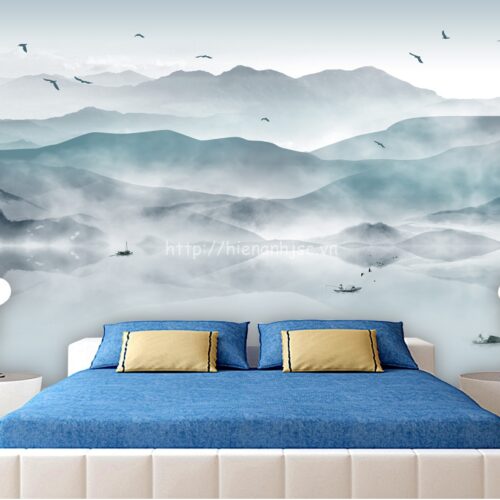 5D044-4-tranh 3D ho nui bao phu suong mu