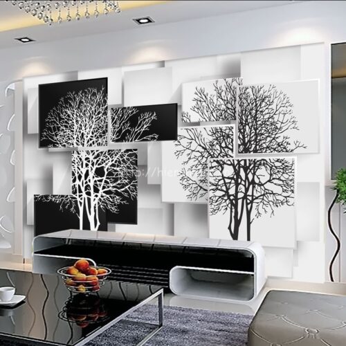 5D049-4-Tranh 5D cây đen trắng dán tường