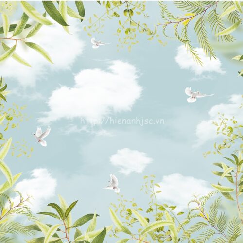 5D057-5-tranh bau troi la tuoi chim bo cau dan tran