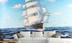 Giấy dán tường 3D phong cảnh, tranh phong cảnh 5D dán tường đẹp