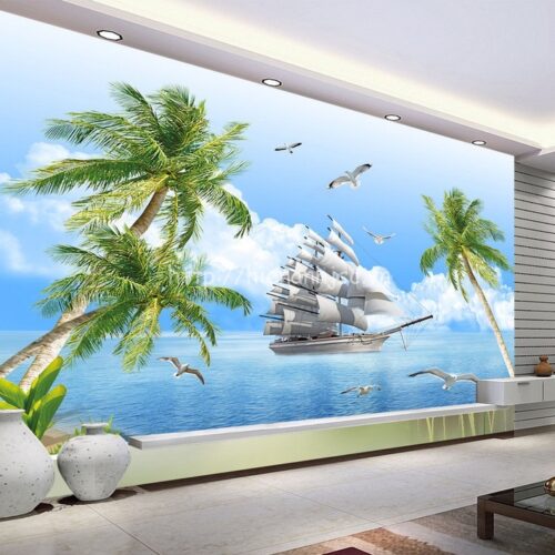 5D064 1 tranh thuyen buom bien xanh Copy 2