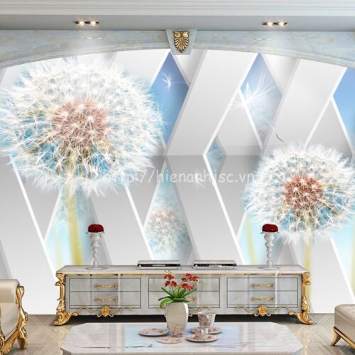Tranh dán tường 5D - Tranh hoa bồ công anh bối cảnh hiện đại 5D065