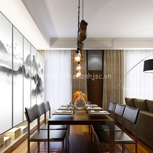 5D066-2-tranh ho nui suong mo