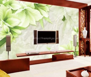 Giấy dán tường giả đá | Mẫu giấy 3D giả đá cao cấp Hiển Anh 1 5D067-1-tranh hoa gia da Marble xanh