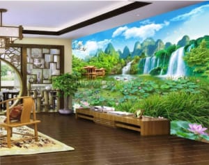 Giấy dán tường tại Đồng Nai | Chuyên cung cấp giấy dán tường rẻ đẹp 5 Tranh dán tường phong cảnh ao sen - 5D073
