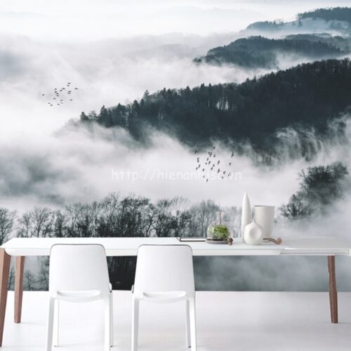 5d036-8-tranh nui cao suong mu in 5D phong ngu