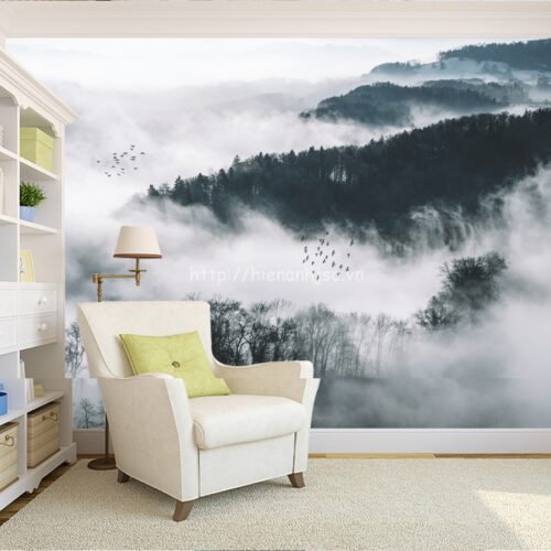 5d036-8-tranh nui cao suong mu in 5D phong ngu