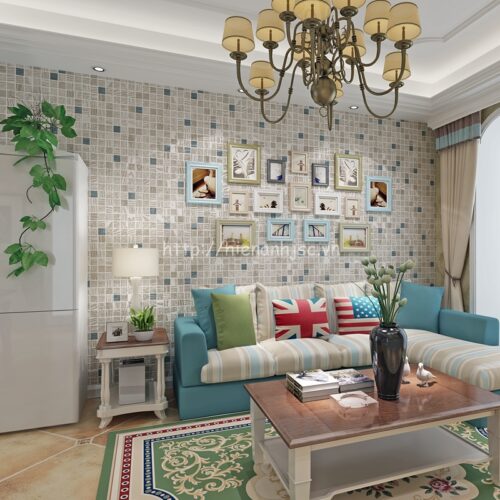 3D129-3-giay dan tuong 3d hoa tiet o vuong nho hien dai