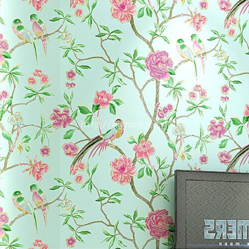 3D131-2-giay dan tuong 3d hoa tiet hoa và chim phong cach ve tay