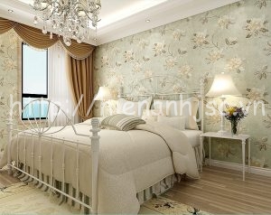 3D134 4 giay dan tuong 3d hoa tiet hoa mau don phong cach my