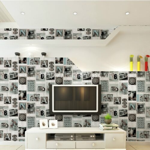 Giấy dán tường 3D - Họa tiết chữ, số phong cách retro 3D152 5 3D152-1.1-giay dan tuong 3d hoa tiet retro phong cach