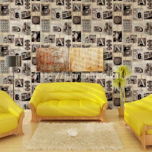 Giấy dán tường 3D - Họa tiết chữ, số phong cách retro 3D152 6 3D152-2-giay dan tuong 3d hoa tiet retro phong cach