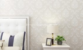 Phòng khách sang trọng với giấy dán tường 3D tông màu trắng sáng