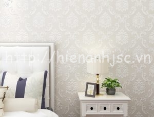 Phòng khách sang trọng với giấy dán tường 3D tông màu trắng sáng 1 Giấy dán tường 3D màu trắng